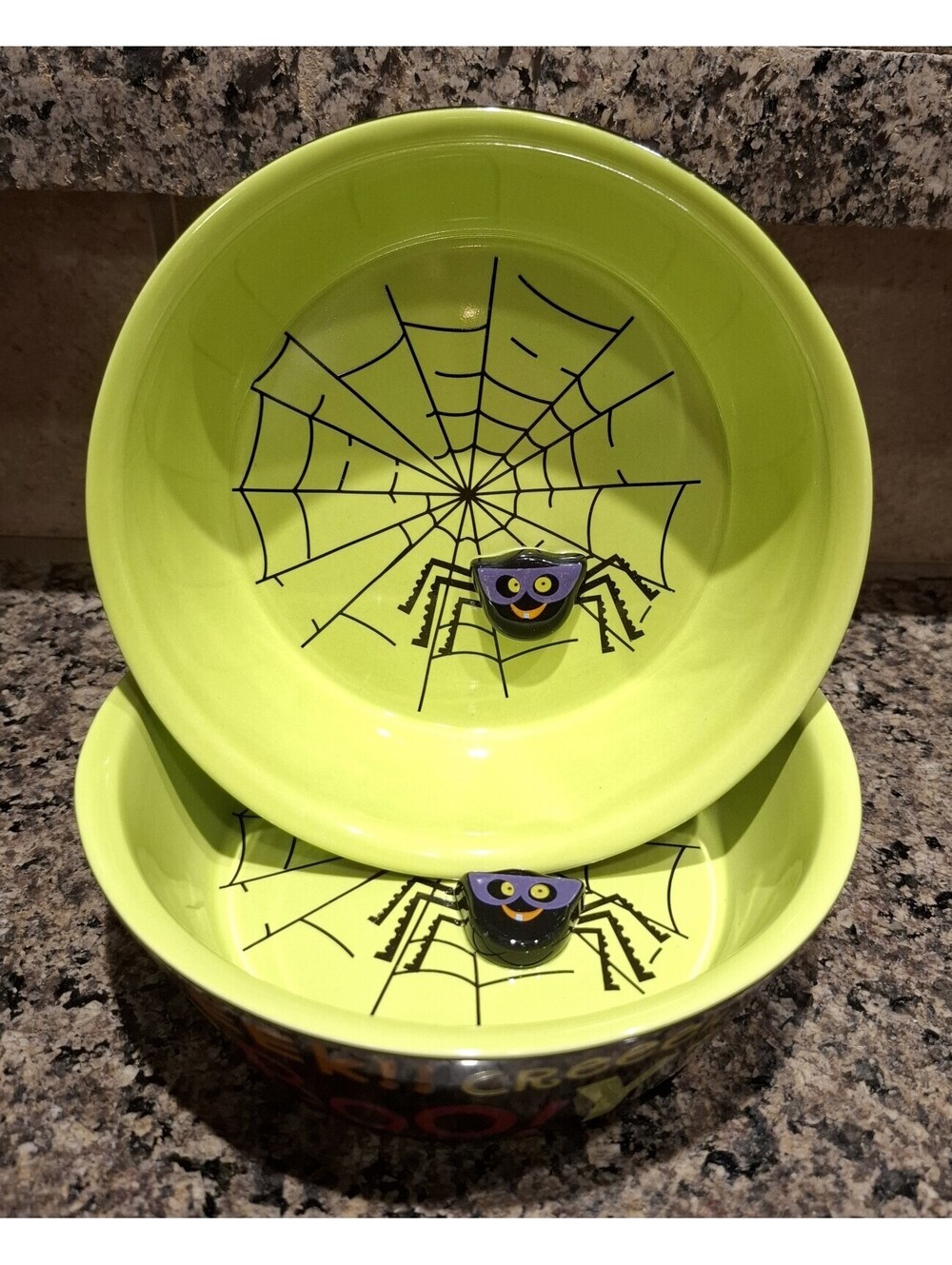 NEW Set of 2 Hallmark Halloween Spider Web Treat Candy Bowl 3D Spider